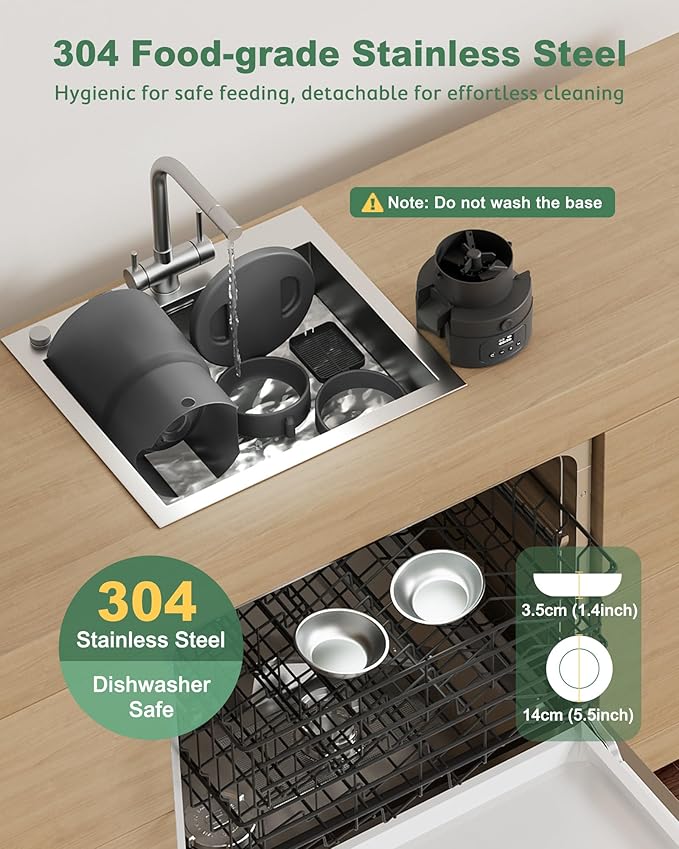 Gimars 5L Automatic Cat Feeder for 2 Cats, Programmable 1-6 Meals Cat Food Dispenser with Stainless Steel Bowl, Easy Setup, Dual Power Supply,10s Meal Call Timed Pet Feeder for Cats and Small Dogs