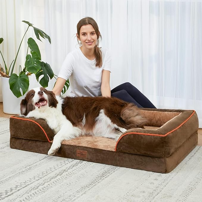 Comfort Expression Small Dog Beds Waterproof Orthopedic Foam Dog Sofa Beds for Small Dogs Comfy Pet Bed with Washable Removable Cover & Non-Slip Bottom(X-Small,Brown)
