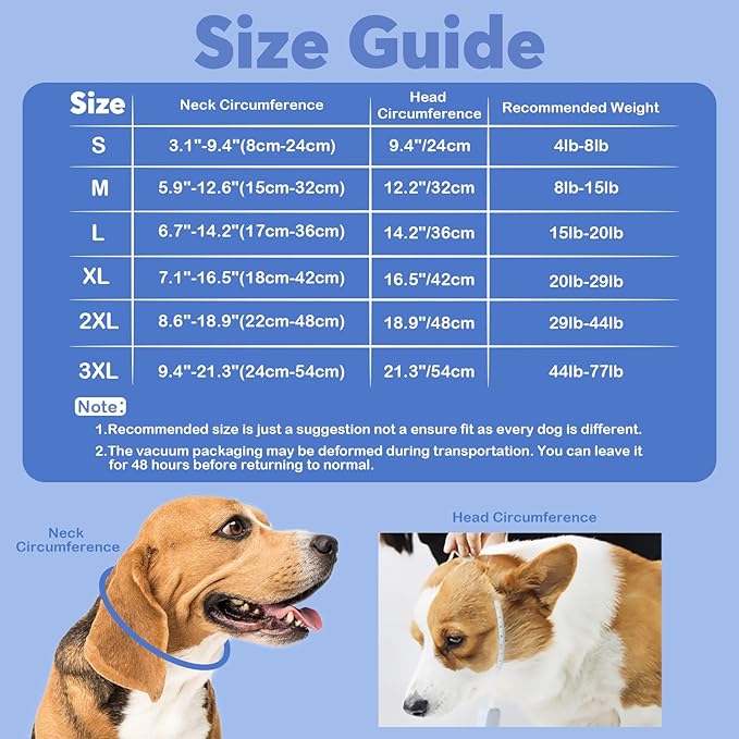 IDOMIK Dog Recovery Collar, Waterproof Soft Dog Cone After Surgery, Comfy Protective Elizabethan Collar Alternative for Dogs Cats, Adjustable Pet Neck Donut Cone Anti-Licking Biting Wounds,Navy,2XL