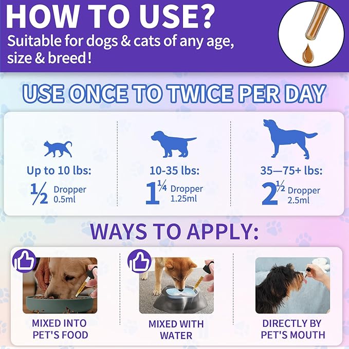 Flea and Tick Prevention Support for Cats and Dogs Natural Flea Treatment Drops with Multivitamin for Pets Oral Natural Supplement Flea and Tick Treatment Drops for All Breeds and Ages