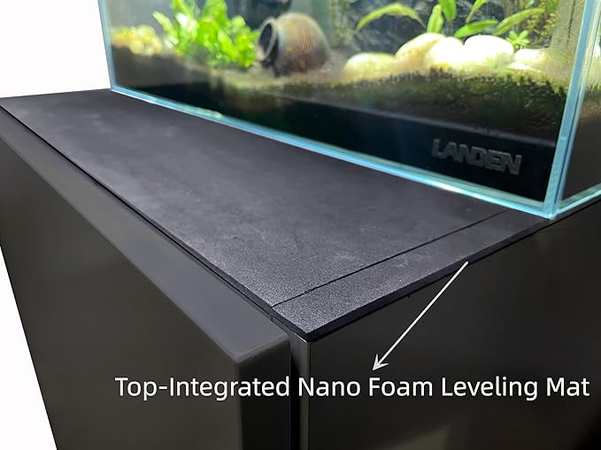 LANDEN Aquarium Wooden Stand and Cabinet for up to 105 Gal Tank, Fish Reptile Sea Salt WaterTank Stand, Nano Foam Leveling Mat Included, W47.2xD23.6xH31.5 in, Wooden Matte Black Painted(Stand Only)