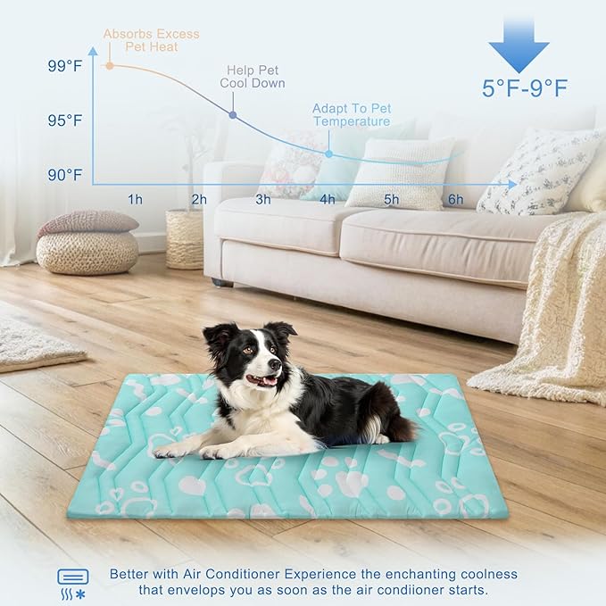 BEAUTYZOO Upgrade Dog Cooling Mat Extra Large, Reversible Self-Cooling Mat for Dogs, Thicken Pet Ice Cool Pad Blanket for Summer Kennel Sofa Bed Floor Car Seat, Machine Washable&Foldable, 59"x40"