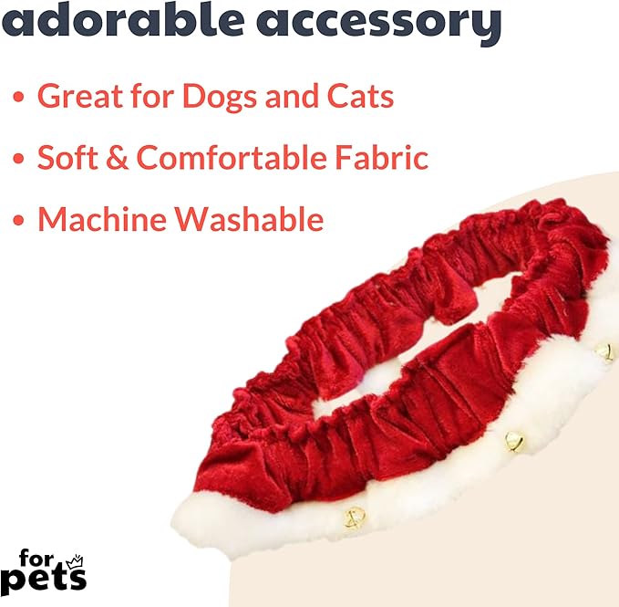 Huxley & Kent Ruff Pet Scrunchy | Santa (Extra-Large) | Festive Christmas/Holiday Neckwear for Dogs/Cats | Fun Stretchable Costume Accessory | Soft Collar with Bells