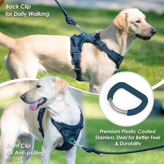 No Pull Dog Harness, Puppy Vest with Front Clip for Small Medium Large Sized Dog(Prussian Blue,L)