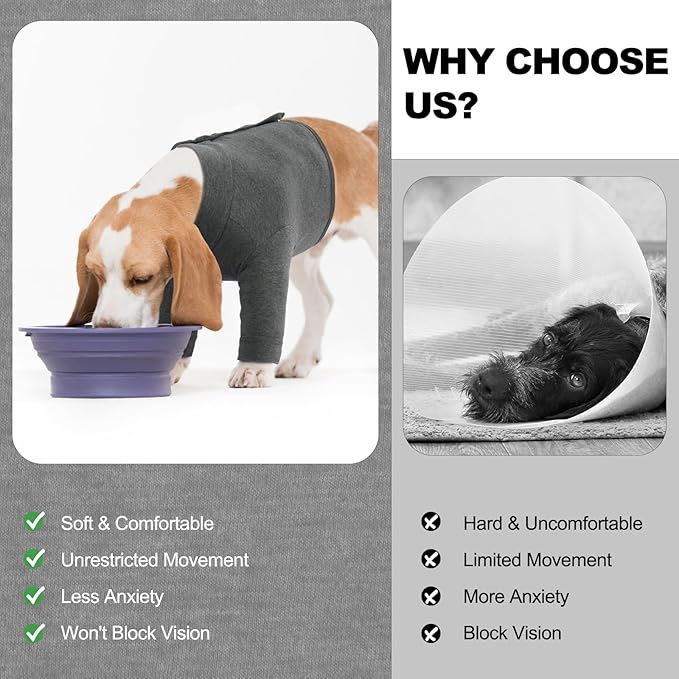 IDOMIK Dog Recovery Suit, Dog Surgery Recovery Suit Front Legs, Comfy Joint Leg Sleeves After Surgery, Elbow Braces Protector for Leg Injuries & Joint Pain, Cone Collar Alternatives,Grey,XL