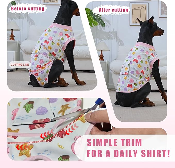 Recovery Suit for Dogs After Surgery, Professional Dog Surgical Suit for Female Spay, Male Neuter, E-Collar & Cone Alternative Dog Onesie for Abdominal Wounds Skin Disease, Jellyfish, XXL