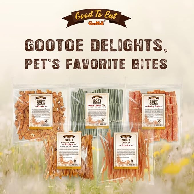 Gootoe Soft Chicken Jerky Cuts 1 lb, Dog Treats, All Natural, Hypoallergenic & Grain-Free, High-Protein, Healthy & Easily Digestible, Soft Texture, Resealable
