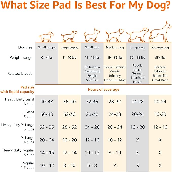 Amazon Basics Dog and Puppy Pee Pads, 5-Layer Leak-Proof Super Absorbent, Quick-Dry Surface, Potty Training, Regular (22x22"), 150 Count, Blue & White