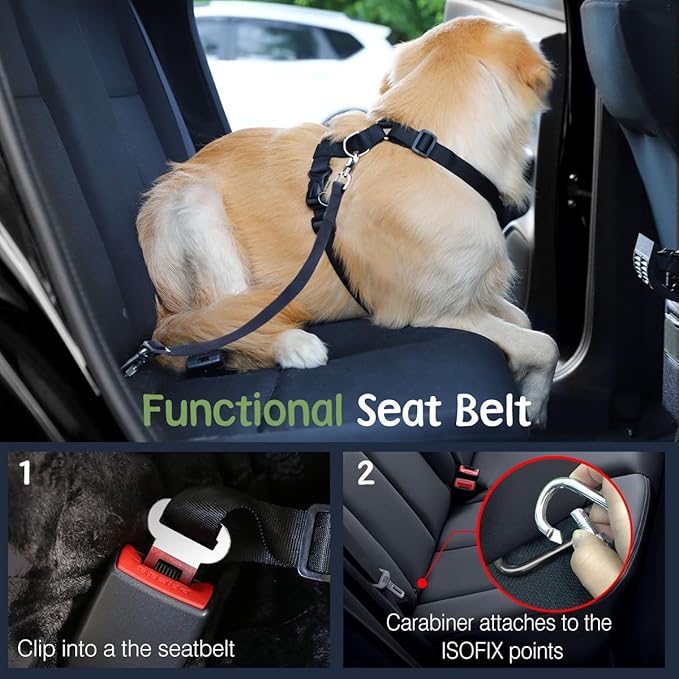 Dog Seat Belt, Safety Vest Dog Car Harness with Adjustable Buckle Dog Seat Belt for Vehicle Nylon Pet Safety Seat Belts Heavy Duty(M, Blue)