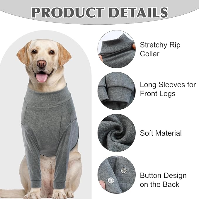 IDOMIK Dog Recovery Suit, Dog Surgery Recovery Suit Front Legs, Comfy Joint Leg Sleeves After Surgery, Elbow Braces Protector for Leg Injuries & Joint Pain, Cone Collar Alternatives,Grey,2XL