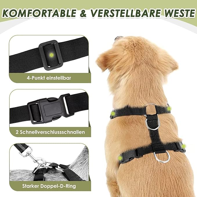 Lukovee Dog Seat Belt for Car, Adjustable Dog Car Harness for Large Medium Small Dogs, Soft Padded & Breathable Mesh Dog Seatbelt with Car Vehicle Connector Strap (Blue,Small)