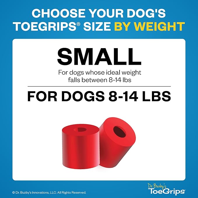 Dr Buzby's Small ToeGrips for Dogs - Instant Traction on Wood/Hardwood Floors - Anti Slip Relief - Grippers for Senior Dogs - Stop Sliding Instantly - Rubber Nails for Paws - 1 Pack (20 Grips)