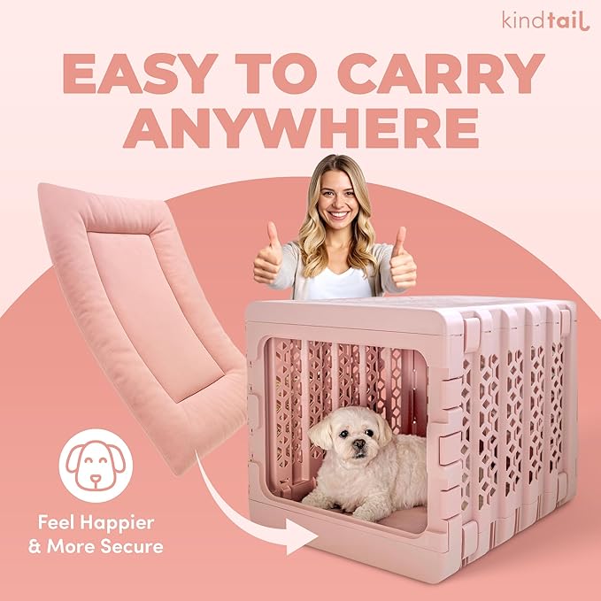 KindTail Dog Crate Pad - Soft Velvet, Reversible Bed - Machine Washable Kennel Mat for Pets up to 25 lbs - Mattress for Cozy Sleeping - 25” x 19” x 1” (Dark Grey, Medium)