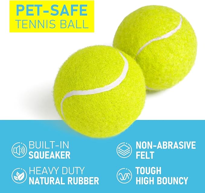 Prime Pets Tennis Balls for Dogs, 2.5 Inch Squeaky Dog Balls for Play & Fetch, Squeaky Tennis Balls for Medium, Large Dogs, Dog Toy Balls
