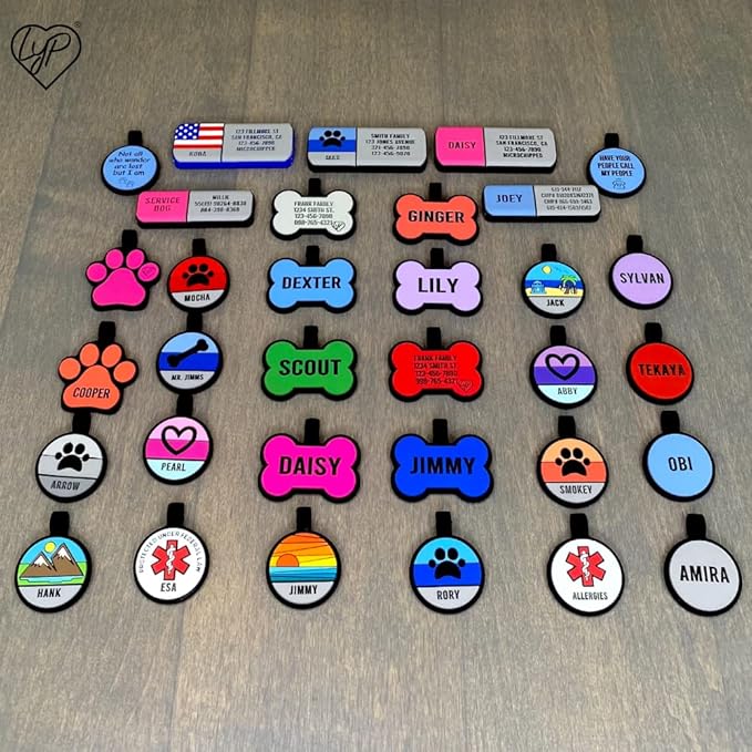 LYP Original Soundless Pet ID Tags | Custom Dog Tags Personalized for Pets | Durable Silicone Deep Engraved Dog Tag | No More Jingling | Blue Bone