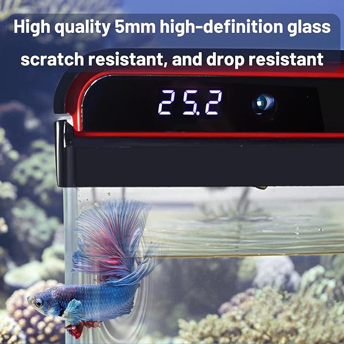10 Gallon Glass Fish Tank Aquarium Starter Kit - Self-Cleaning with 3-Color LED Lights, Ultra-Quiet Pump & Filter, Smart Temperature Monitoring for Betta, Shrimp, and Tropical Fish