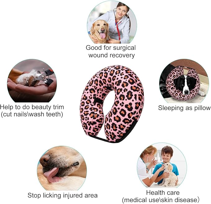 CuteBone Inflatable Dog Neck Donut with Removable Soft Fleece Covers for Small/Medium/Large Dogs and Cats After Surgery GWB10XL