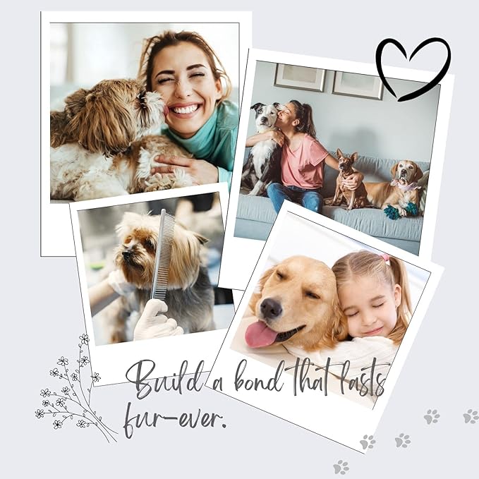 Flexzion Pet Grooming Comb Stainless Steel Cats Dogs Puppy Medium Animals Hair Fur Trimmer Deshedding Brush Accessory Tool with Smooth Teeth Needle Durable Lightweight