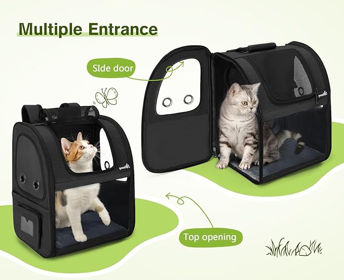 Pecute Pet Carrier Backpack, Dog Carrier Backpack, Expandable with Breathable Mesh for Small Dogs Cats Puppies, Pet Backpack Bag for Hiking Travel Camping Outdoor Hold Pets Up to 18 Lbs