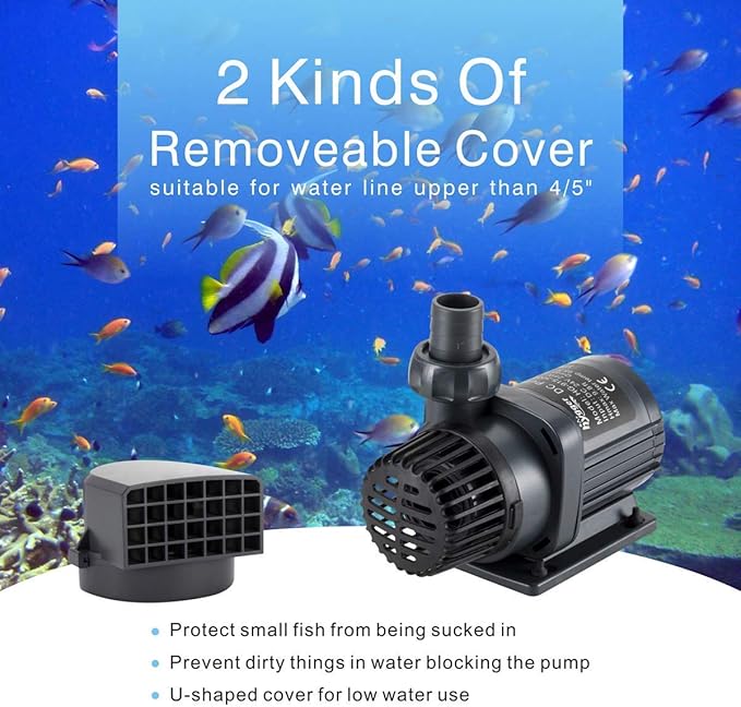 hygger 24V DC Water Pump Inline/Submersible Saltwater Aquarium Pump with LCD Display Controller 1350 GPH Return Pump for Coral Reef Tank Sump