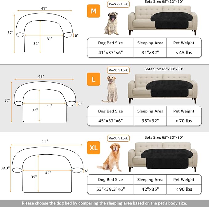 GGIB Calming Dog Bed Fluffy Plush Dog Mat for Furniture Protector with Removable Washable Cover for Large Medium Small Dogs and Cats (Large, Black)