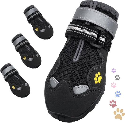 Dog Shoes for Large Medium Small Dog, Mesh Breathable Dog Shoes for Hot Pavement, Anti-Slip Dogs Boots Paw Protectors with Reflective for Outdoor Walking Indoor Hardfloors (Size 1)