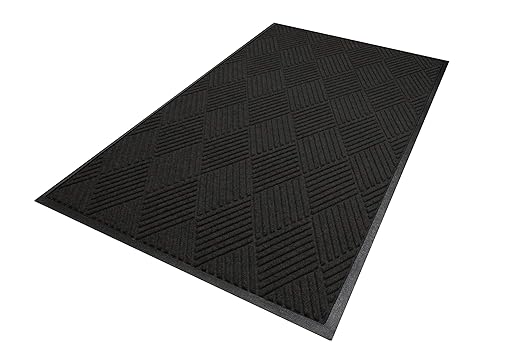 M+A Matting WaterHog Diamond | Commercial-Grade Entrance Mat with Rubber Border – Indoor/Outdoor, Quick Drying, Stain Resistant Door Mat (Charcoal, 4' x 8')