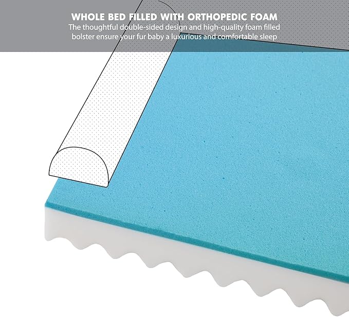 Friends Forever Orthopedic Dog Bed for Large Dogs, Waterproof Memory Foam Dog Sofa Bed L with Removable Washable Cover, Ally Khaki, 35x25x6.5