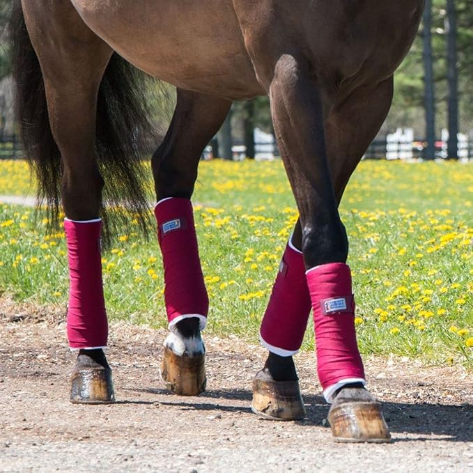 Dura-Tech Standing Wraps for Horses | Color Burgundy | Optimal Comfort & Support | Ideal for Post-Exercise & Trailering | Right Tension Application | Secure Closure