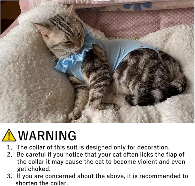 Cat Recovery Suit for Abdominal Wounds and Skin Diseases,Breathable Surgical Recovery Shirt After Surgery Wear Anti Licking Wounds,E-Collar Alternative for Female Cats Kitten(RSC01-blue-s)