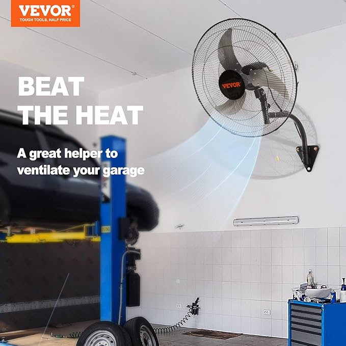 VEVOR 18 inch Wall Mount Fan Oscillating, 3-speed High Velocity Max. 4000 CFM Industrial Wall Fan for Indoor, Commercial, Residential, Warehouse, Greenhouse, Workshop, Basement, Black, ETL Listed