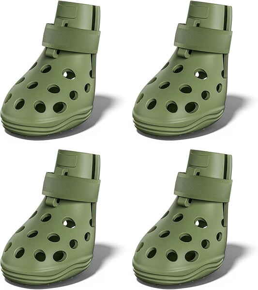 Dog Shoes for Hot Pavement, Breathable Dog Boots Paw Protectors with Adjustable Straps & Non-Slip Sole, Easy On & Off, Waterproof, Easy-Cleaning Silicone Outdoor Dog Booties for Beach and Snow