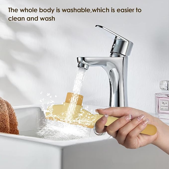 Flea Comb for Cat Hair Removal Comb, 2025 New Self-Cleaning Flea Brush for Cats and Dog, Comfort Cat Hair Removal Tool with Long & Short Stainless Steel Metal Grooming Brush(Yellow)