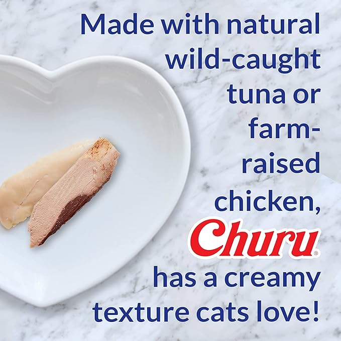 INABA Churu for Cats, Functional, Creamy Lickable Purée Cat Treat for Hairball Control, 0.5 Ounces Each, 48 Tubes (4 per Pack), 2 Flavor Tuna and Chicken Variety Pack
