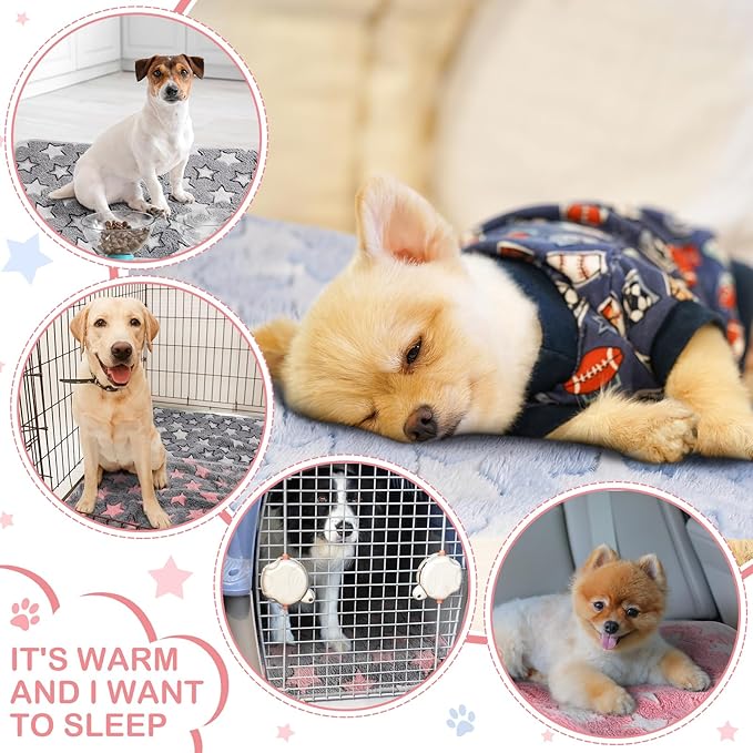 Reginary 4 Pcs Waterproof Guinea Pig Blankets Washable Small Animal Fleece Bedding Absorbent Guinea Pig Cage Liners Reusable Pet Pee Pad Sleep Mat for Hamster Ferret(Cute Star Pattern,12 x 12 Inch)