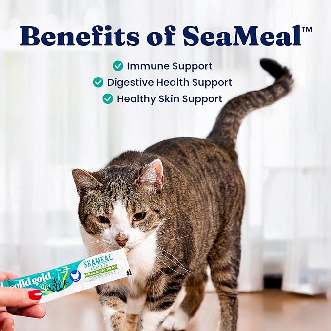 Solid Gold Lickable Cat Treats - Limited Ingredient SeaMeal Squeezable Healthy Cat Treats Variety - Chicken & Tuna Snack & Topper Squeeze Ups for Cats w/for Gut & Immune Support - 3oz/6ct