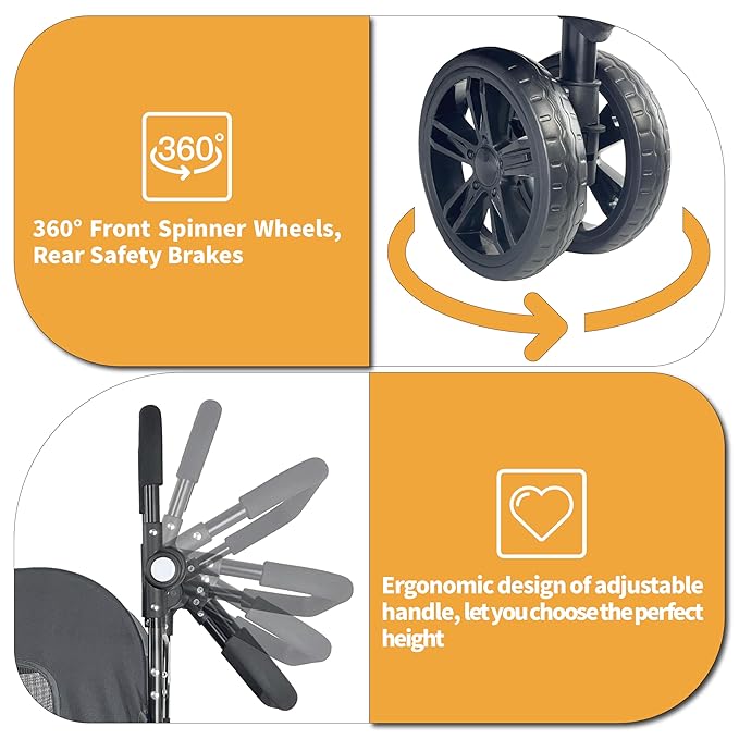 Extra Large Dog Stroller for Medium & Large Pets - Foldable Design, Adjustable Handle, Up to 130 lbs(Blue)