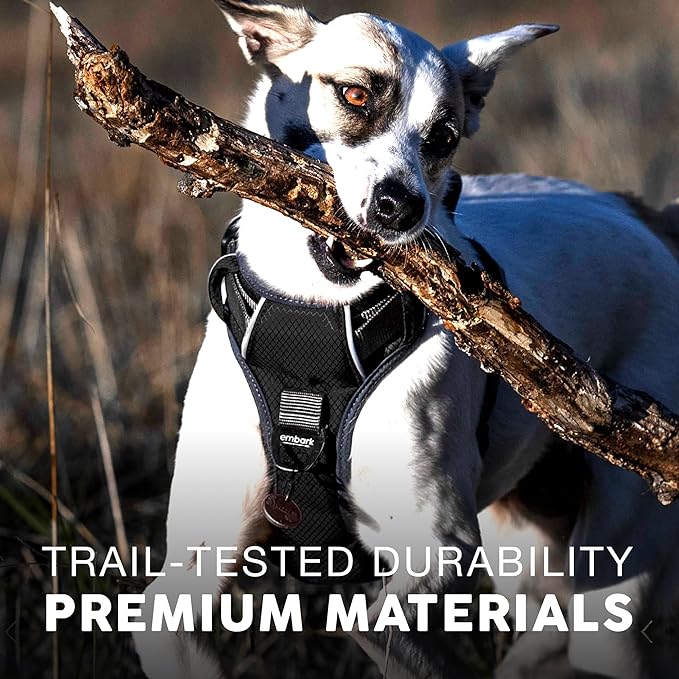 Embark Adventure Dog Harness, Reflective Trim No Pull Dog Harness Medium Sized - Military Grade Nylon, Front Clip with Gel Lined Handle. Soft & Padded Puppy Harnesses for Any Breed