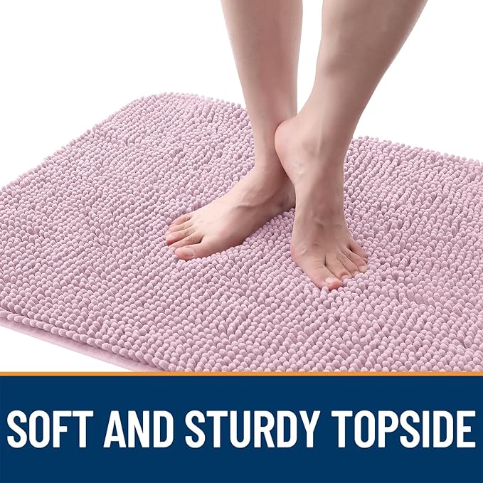 OLANLY Dog Door Mat for Muddy Paws 24x16, Absorbs Moisture and Dirt, Absorbent Non-Slip Washable Doormat, Quick Dry Chenille Mud Mat for Dogs, Entry Indoor Entryway Carpet for Inside Floor, Dusty Rose