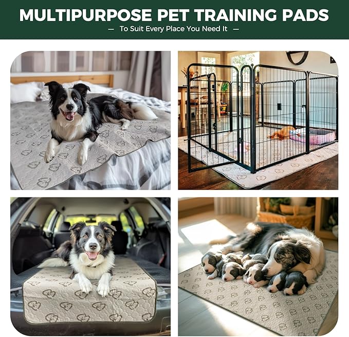 FXW Washable Pee Pads for Dogs, Puppy Pads with Super Absorbent, Specifically Designed for FXW Rollick/Homeplus 24inch 8 Panels Dog Playpen, 63" Square, Khaki, 2 Packs