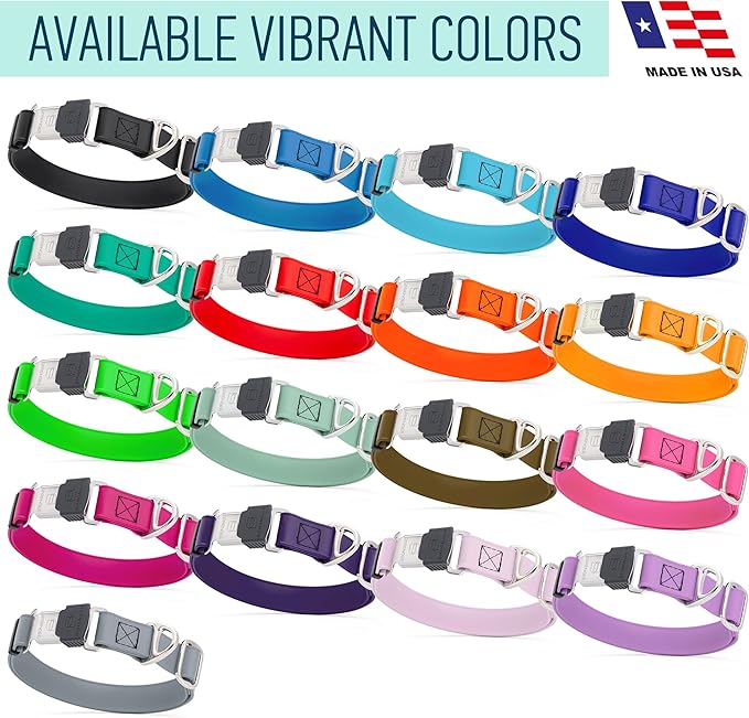 Dogline Biothane Waterproof Dog Collar with Herm Sprenger Black Stainless Steel Quick Release Buckle – Heavy Duty Tactical Durable Collar for Dogs – Comfortable and Safe Pet Collar W3/4" L12-19 Pink