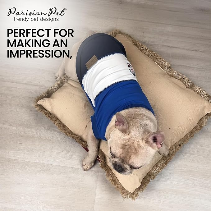 Parisian Pet Embroidered 'Worlds Champion' Dog Shirt - Lightweight Sleeveless Color Block Tee - Machine Washable for Small Dogs - XS