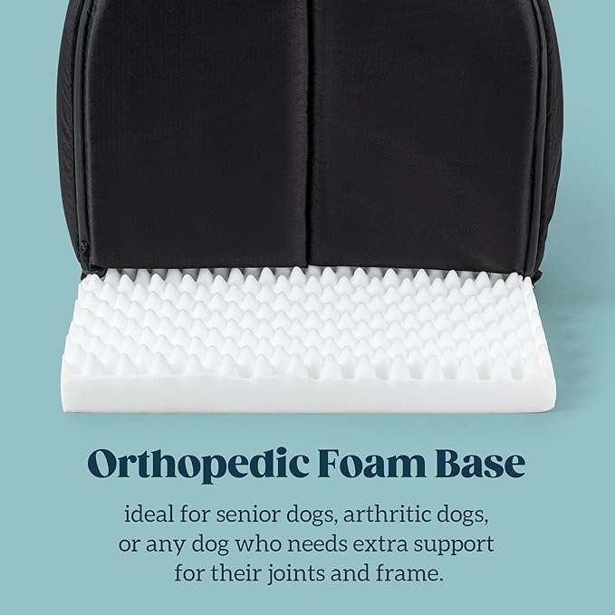 Orthopedic Dog House - Outdoor Waterproof Dog Shelter w/Porch - Indoor Pet House w/Egg-Crate Foam - Cooling - Machine Washable - Ideal for Large Breeds & Fits 36-Inch Crate - 35"x22"