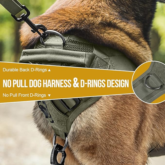 OneTigris Tactical Dog Harness for Small Dogs, Mesh Design Service Dog Vest Breathable Military Dogs Molle Vests with Handles, Harness for Walking Hiking Training