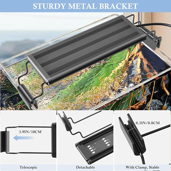 FEDOUR USB Mini Aquarium LED Light, Full Spectrum Aquarium Light with Extendable Brackets, Adjustable Aquarium Plant Light with External Controller, for Freshwater Tank (11-16in)