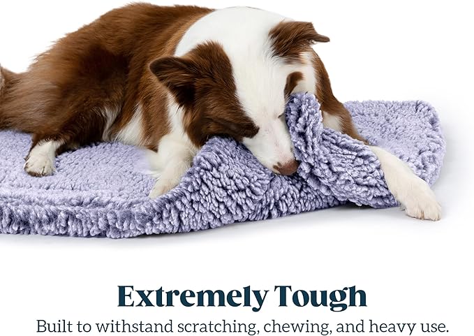 Stoutwool Indestructible Dog Bed - Fluffy Chew Proof Dog Crate Pad - Tough Kennel Pad for Aggressive Chewers - Washable, Ideal for Toy Breeds & Fits 18-Inch Crate - 17"x11", Jacaranda
