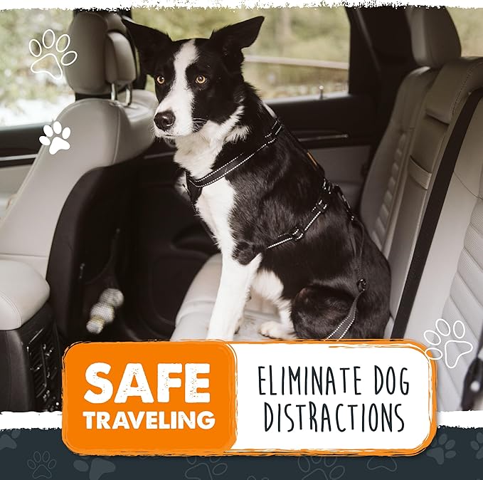 Mighty Paw Dog Seat Belt for Car - Safe Distraction Free Driving, Heavy-Duty Design with Aviation Grade Aluminum Carabiner, Adjustable Dog Seatbelt Harness for Small, Medium and Large Pets
