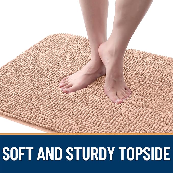OLANLY Dog Door Mat for Muddy Paws 30x20, Absorbs Moisture and Dirt, Absorbent Non-Slip Washable Doormat, Quick Dry Chenille Mud Mat for Dogs, Entry Indoor Entryway Carpet for Inside Floor, Peach