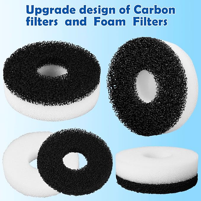 Filter Replacement Compatible with Biorb Aquariums(10 Piece of Carbon Foam, 10 Piece of Regular Foam, 2 Cleaning brushs and 1 Piece Cleaner pad)