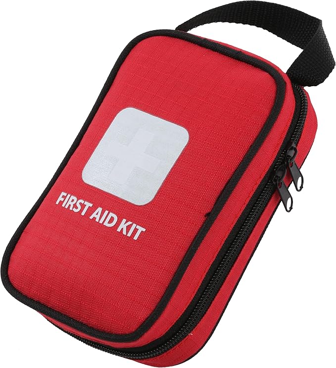 Thrive First Aid Safety Kit - 100-Piece Bag - Compact Waterproof Rip-Stop Nylon Pouch - Multi-Size Bandages, Antiseptic Wipes & Safety Pins for Car & Travel
